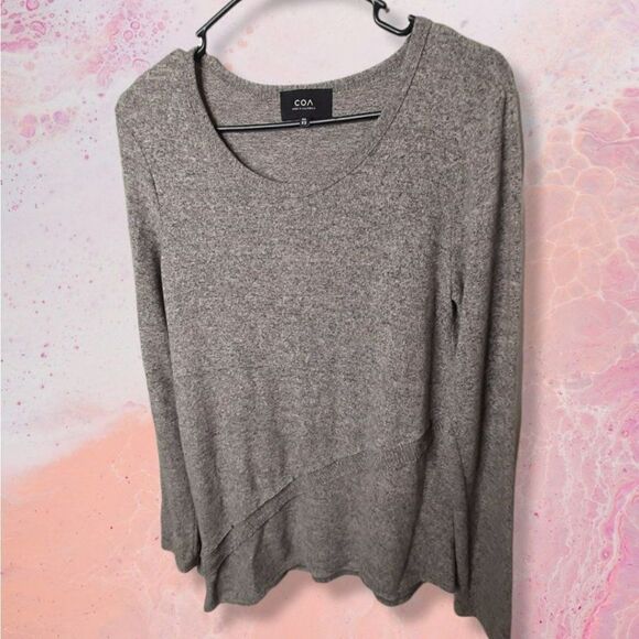 Anthropologie COA Brushed Fleece Asymmetrical Tunic in Gray Confetti sz XS - Picture 2 of 9